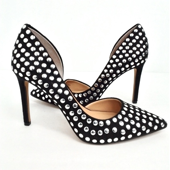 INC International Concepts Shoes - INC Macy’s Kenjay D'Orsay Black Silver Studded Heels Pumps size 9.5